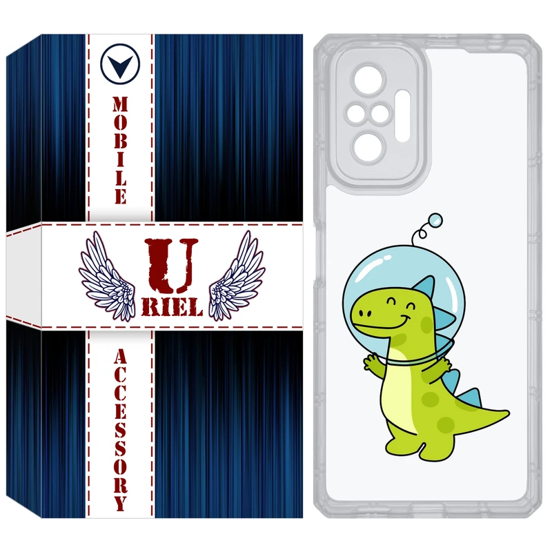 کاور یوریل مدل Clear کد 62 طرح دایناسور فضانورد مناسب برای گوشی موبایل شیائومی Redmi Note 10 Pro / Note 10 Pro Max
