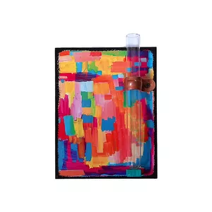 گلدان دیواری مدل شیشه آرمایش طرح رنگارنگ