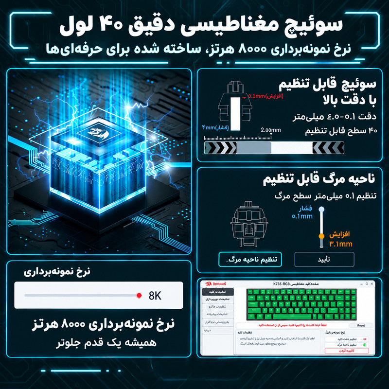 کیبورد گیمینگ ردراگون مدل K735 RGB