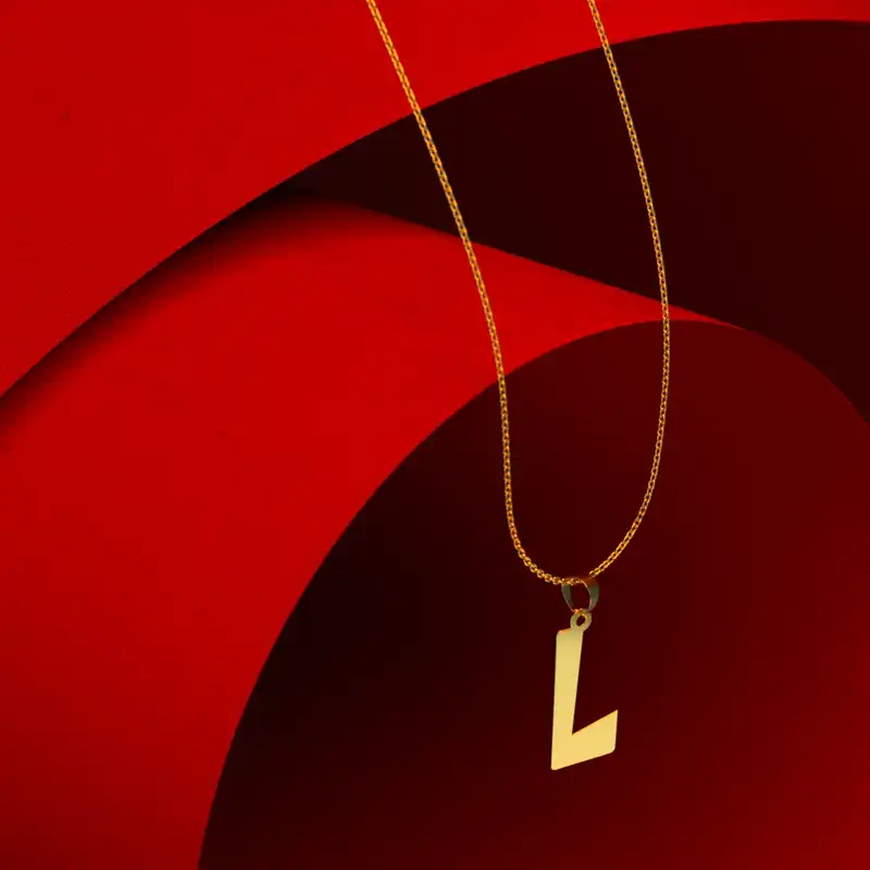 گردنبند طلا 18 عیار زنانه مدوپد مدل حرف L کد H3-1-1076