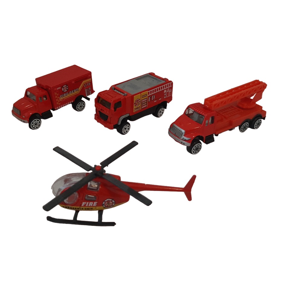 ماشین بازی مدل آتشنشانی طرح هلیکوپتر کد F190 مجموعه 4 عددی