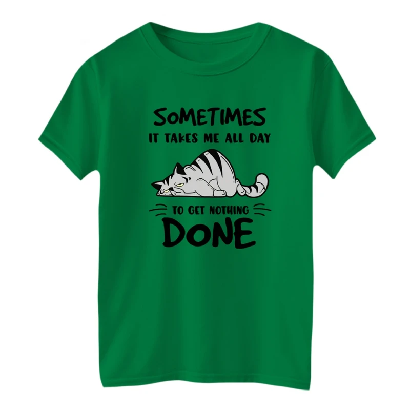 تی شرت آستین کوتاه بچگانه مدل گربه خوابیده