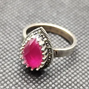 انگشتر نقره زنانه مدل یاقوت سرخ کد 544