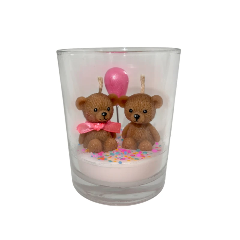 شمع لیوانی بدون‌بو مدل فانتزی طرح Teddy 15 زمان اتمام 30 ساعت