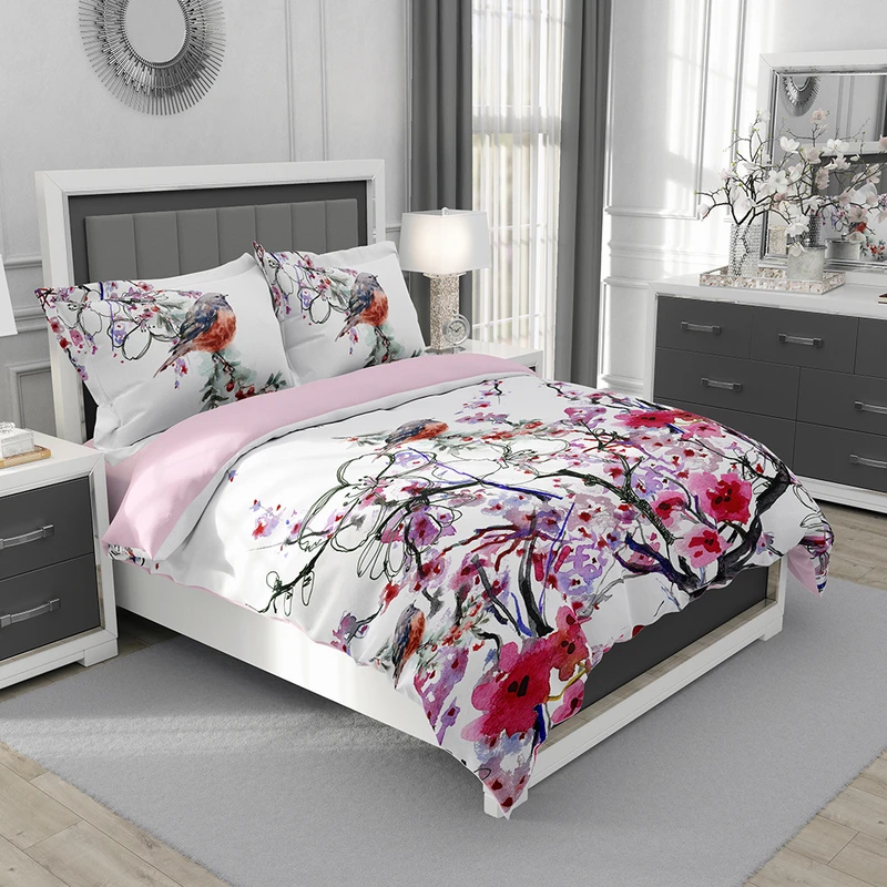 سرویس روتختی یک نفره 5 تکه  نوپه هوم مدل گل و پرنده T6217