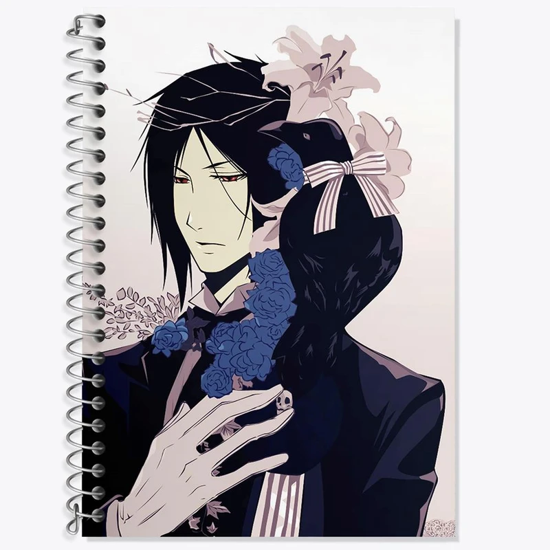دفتر زبان 50 برگ خندالو مدل سه خط طرح سباستین انیمه خادم سیاه Black Butler کد 16338