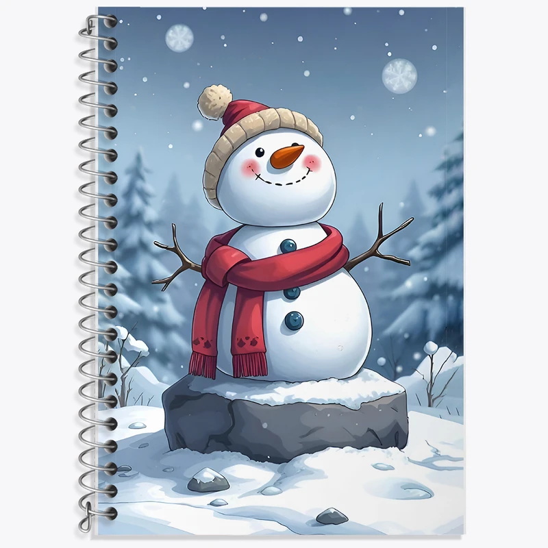 دفتر زبان 50 برگ خندالو مدل سه خط طرح آدم برفی بامزه کد F7138