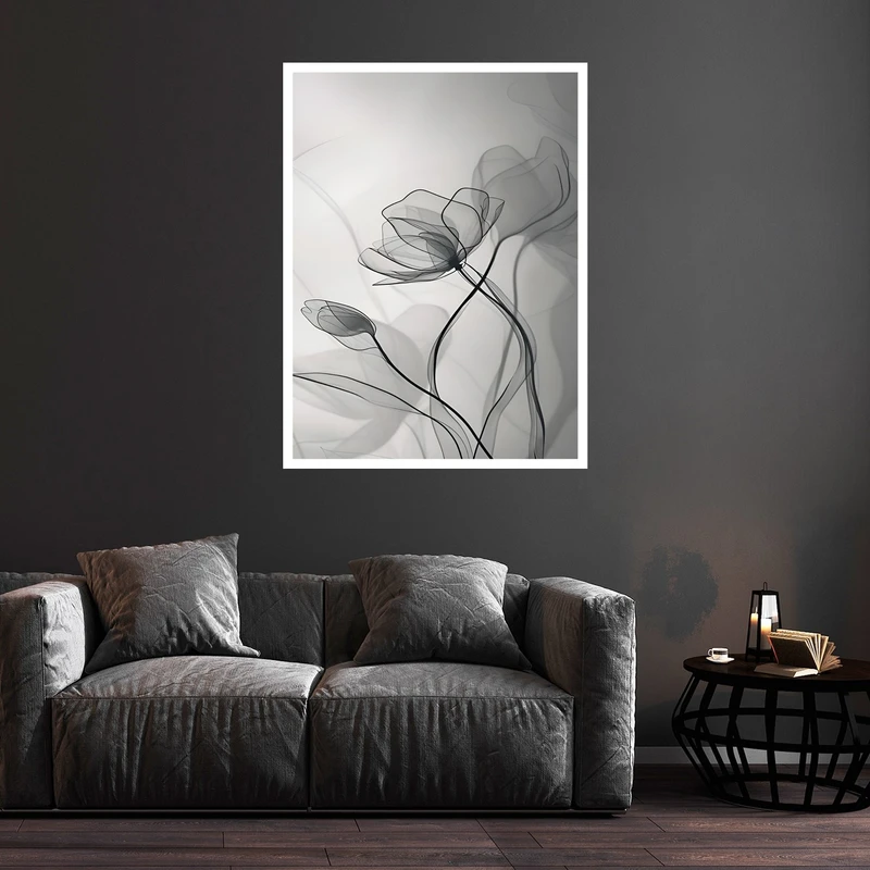 تابلو بکلیت طرح مدرن و هنری دکوراتیو گل مدل W-bu5835 فریم سفید