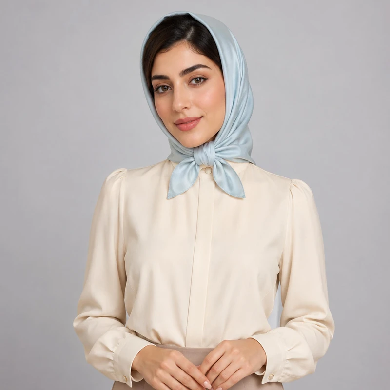 مینی اسکارف نخی زنانه مدل ساده کد 99105 با طول و عرض 67*70 سانتی‌متر