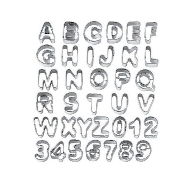 کاتر شیرینی پزی مدل حروف و عدد 326 مجموعه 36 عددی