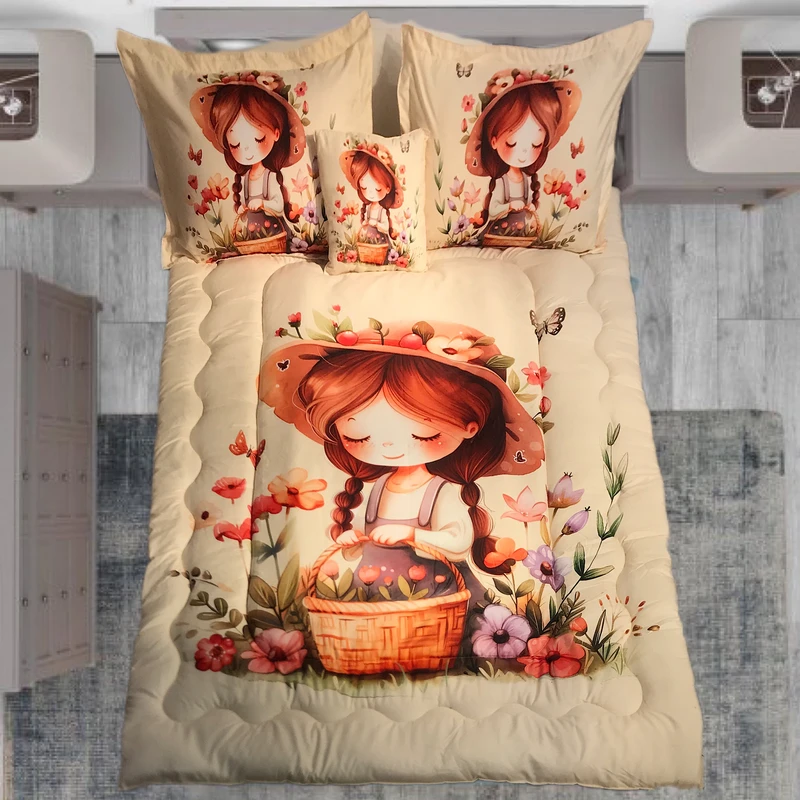 سرویس خواب مدل دختر مهربون مزرعه کد 01 یک نفره 5 تکه