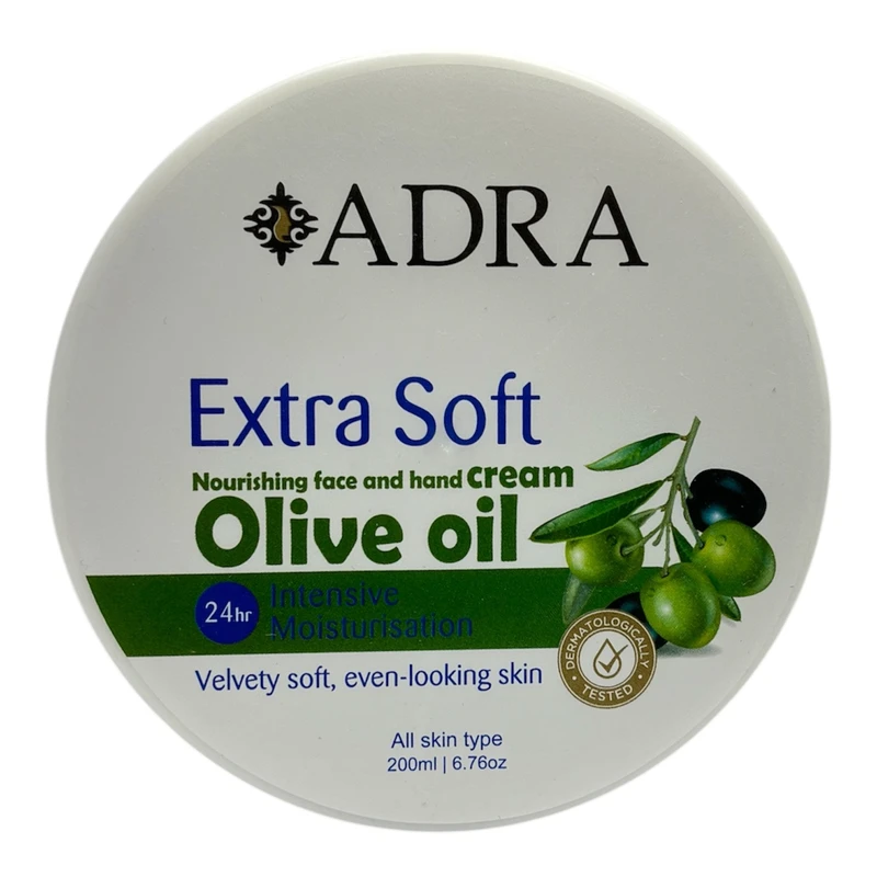 کرم مرطوب کننده دست و صورت آدرا مدل زیتون مناسب انواع پوست حجم 200 میلی لیتر