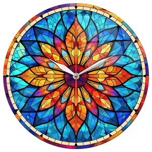ساعت دیواری طرح گل انتزاعی رنگارنگ کد 1443