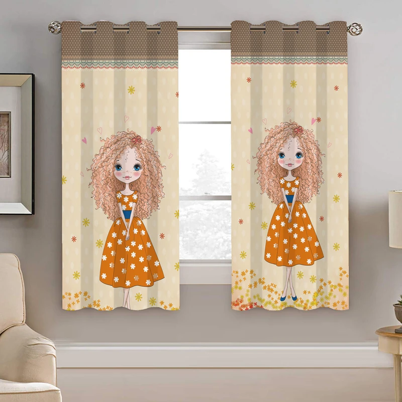 پرده نیروانا طرح دختر موفرفری مدل هازان کد 8604 سایز 140×200 سانتی متر