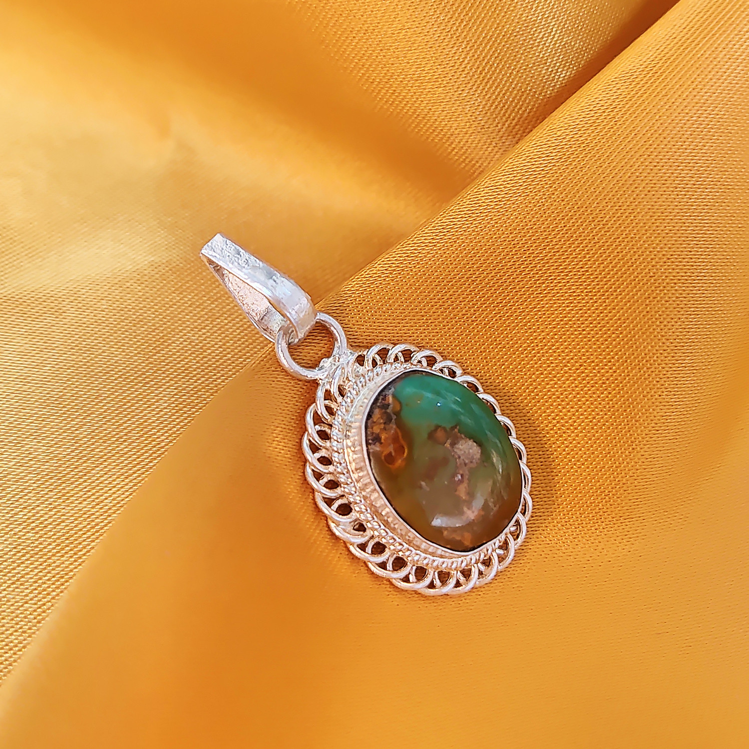 آویز گردنبند نقره زنانه مدل فیروزه نیشابور کد TG10029