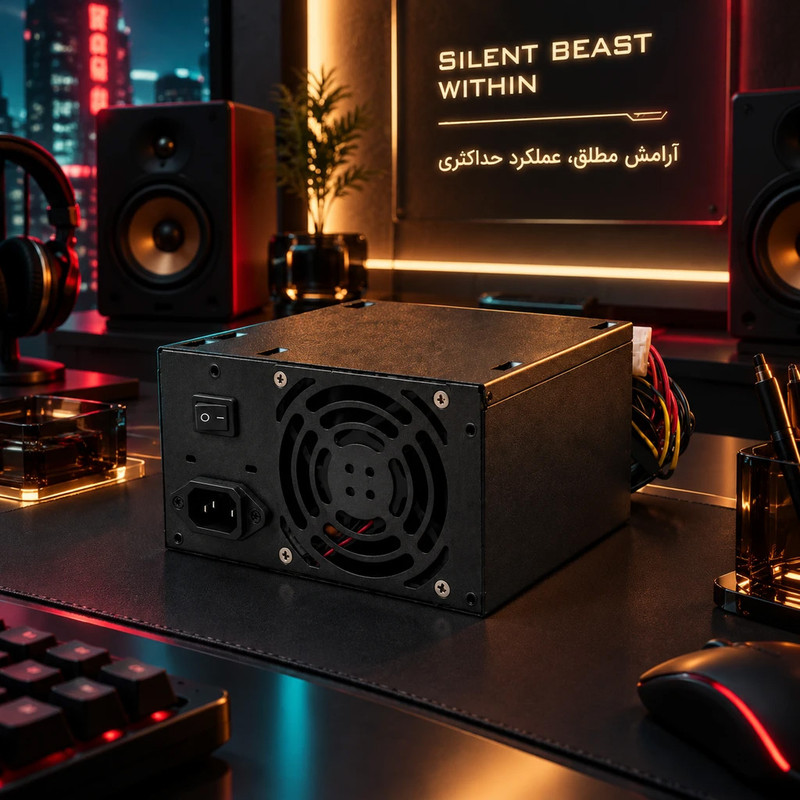 منبع تغذیه کامپیوتر 500 وات مدل Powerb-500W Real دارای ۸پین گرافیک
