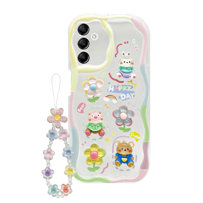 کاور مدل FlowerAnimal مناسب برای گوشی موبایل سامسونگ Galaxy A14 به همراه آویز