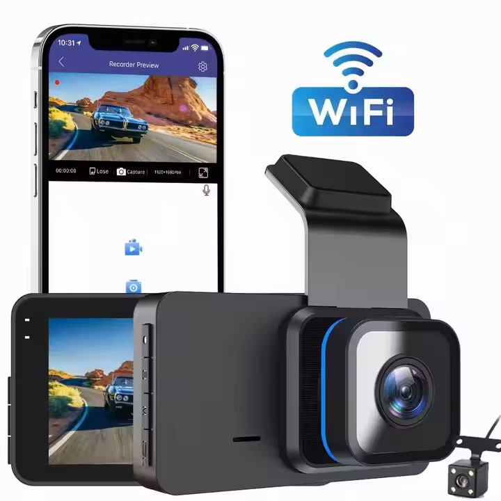 دوربین ثبت وقایع خودرو مدل DVR-FH5X-WiFi به همراه دوربین دنده عقب