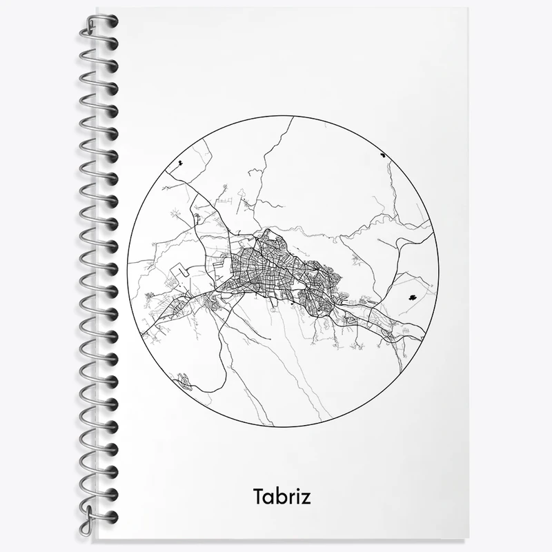 دفتر زبان 50 برگ خندالو مدل دو خط طرح نقشه شهر تبریز کد F1708