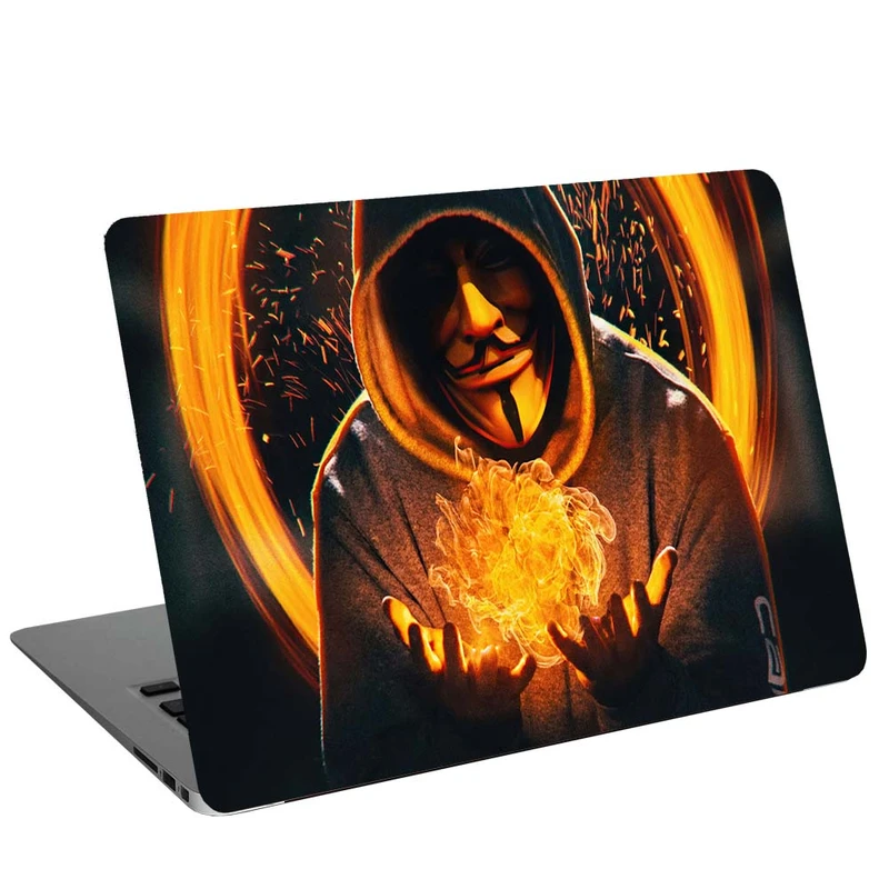 استیکر لپ تاپ مدل flame in hand trick anonymous G-1813 مناسب برای لپ تاپ 15.6 اینچ
