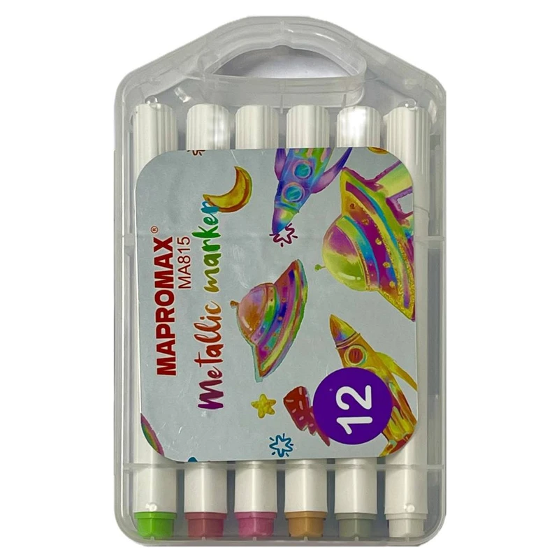 ماژیک چند منظوره مپرومکس مدل متالیک کد MA815 بسته ۱۲ عددی