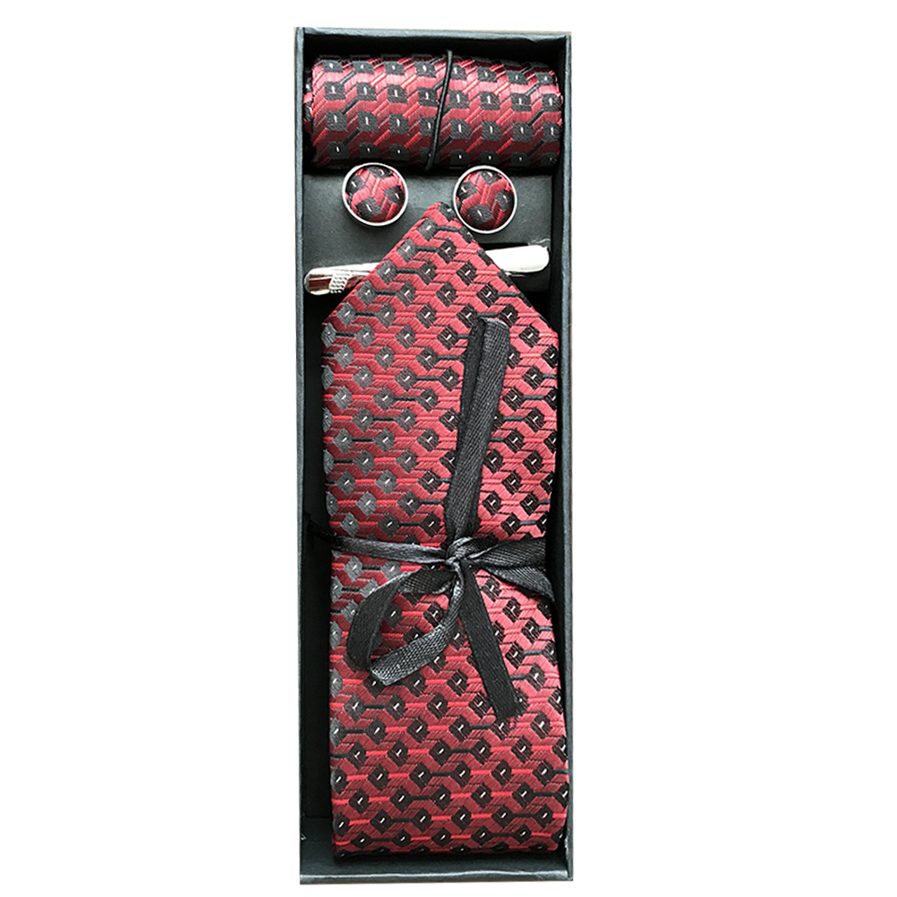 ست کراوات و دستمال جیب و دکمه سردست مردانه مدل SET 006