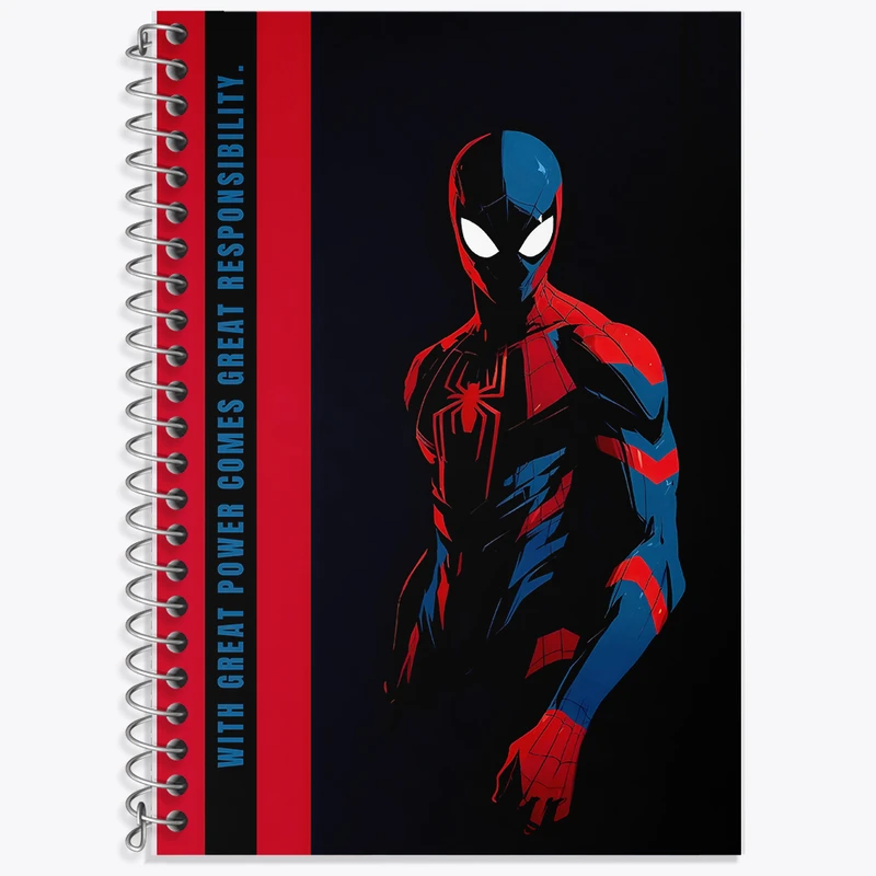 دفتر زبان 50 برگ خندالو مدل دو خط طرح مرد عنکبوتی (Spider Man) کد N3470