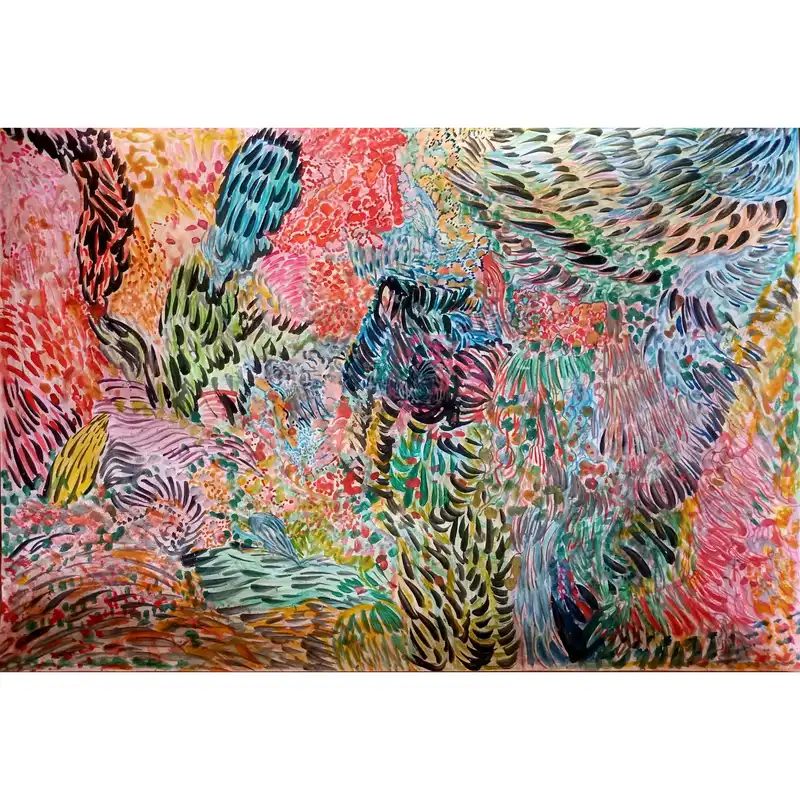 نقاشی مداد رنگی مدل تکنیک انتزاعی کد 12