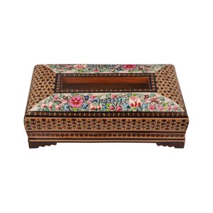 جعبه دستمال کاغذی خاتم کاری مدل نقاشی کشویی