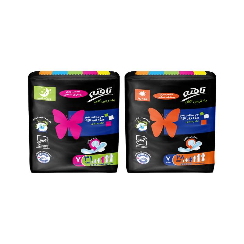 نوار بهداشتی تافته مدل Single Pack-1 سری شبانه بسته 7 عددی به همراه نوار بهداشتی مدل Single Pack-2