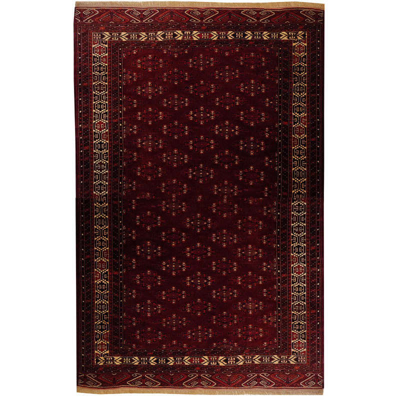 فرش قدیمی دستبافت هفت و نیم متری طرح ترکمن کد 229