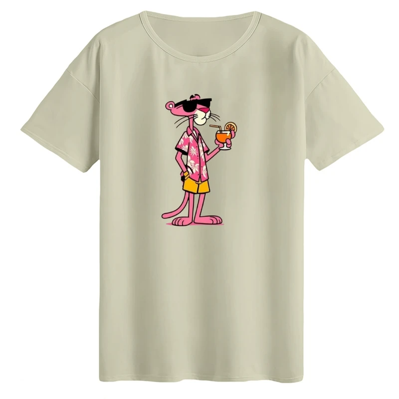 تی‌شرت لانگ آستین کوتاه زنانه مدل پلنگ صورتی