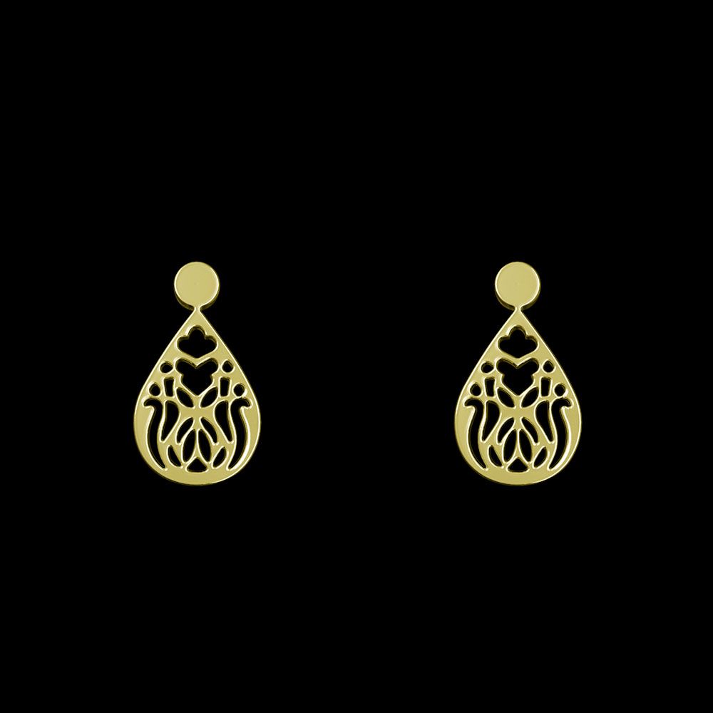 گوشواره طلا 18 عیار زنانه مدوپد مدل هندسی کد GA1-13946 -  - 1