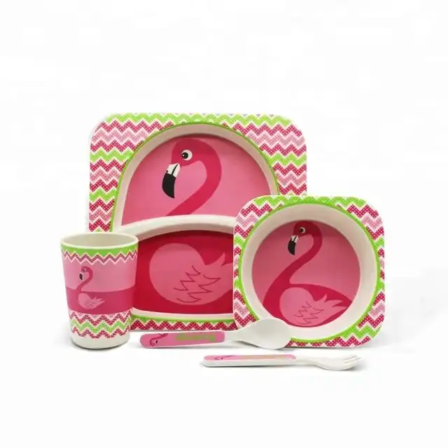 ست غذاخوری کودک 5 تکه  طرح فلامینگو کد 206