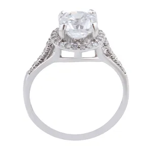 انگشتر نقره زنانه بازرگانی میلادی مدل تک نگین جواهری روکش رادیوم کد AWR_1172