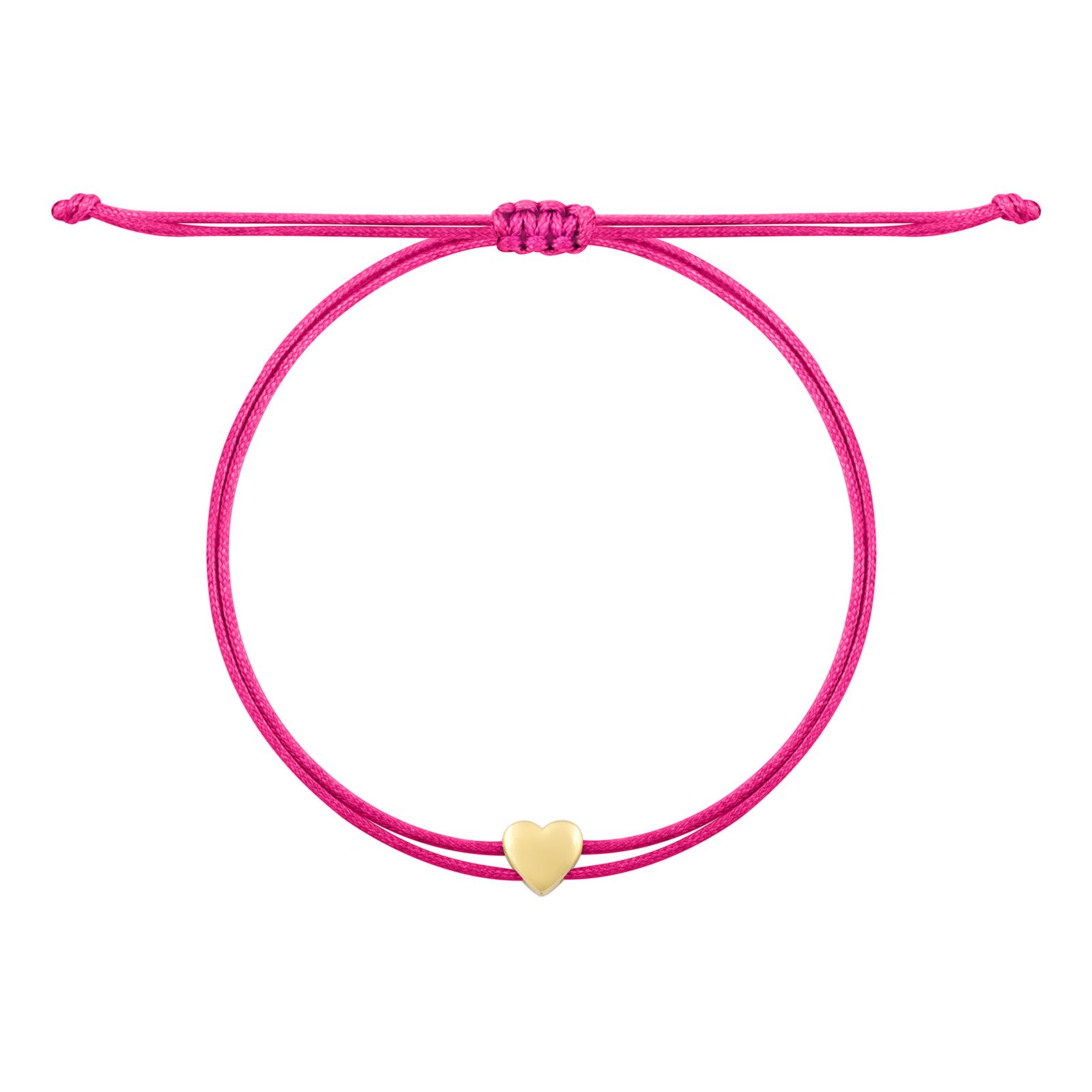 دستبند طلا 18 عیار زنانه با بند نخی درریس مدل قلب توپر کد ad9533 - - 1