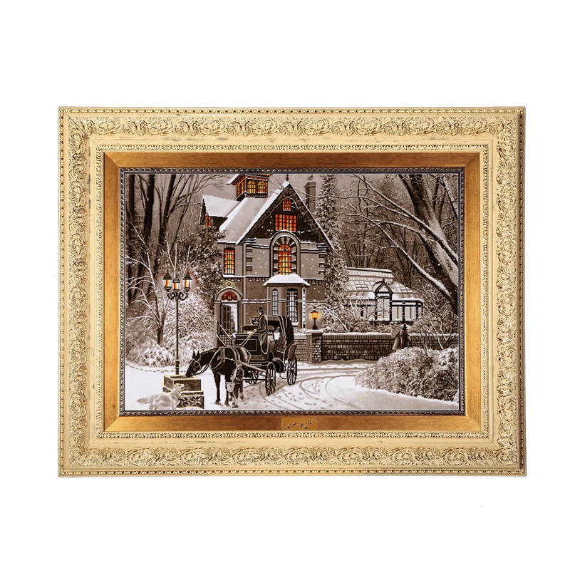 تابلو فرش ماشینی نقش نگار رضوی طرح زمستان کد 1602G