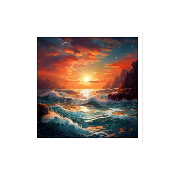 تابلو نوری بکلیت طرح غروب آفتاب و دریا مدل W-MID-15805