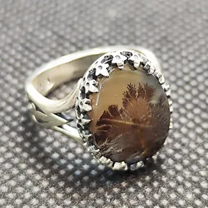 انگشتر نقره مردانه مدل سنگ عقیق شجر قاین کد Shagar63