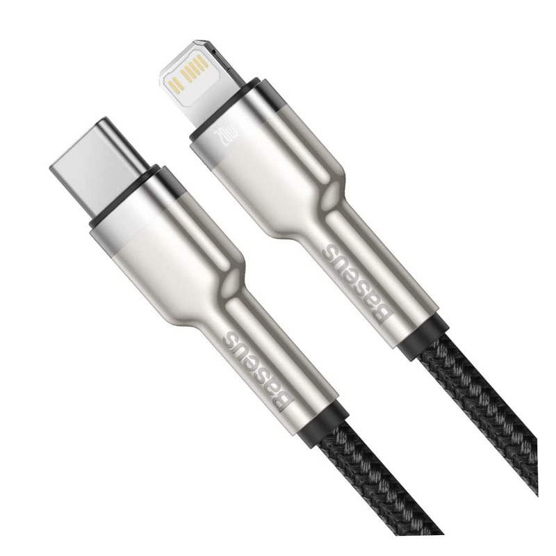 کابل تبدیل USB-C به لایتنینگ باسئوس مدل METAL 20W PD طول 1 متر