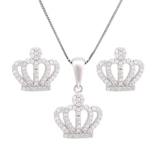 نیم ست نقره زنانه مدل تاج کد M3093