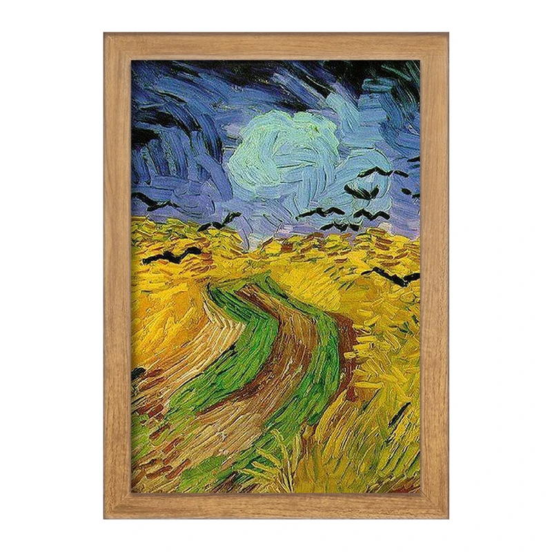 تابلو خندالو مدل نقاشی گندم زار با کلاغ ها اثر ونسان ونگوگ کد 25461