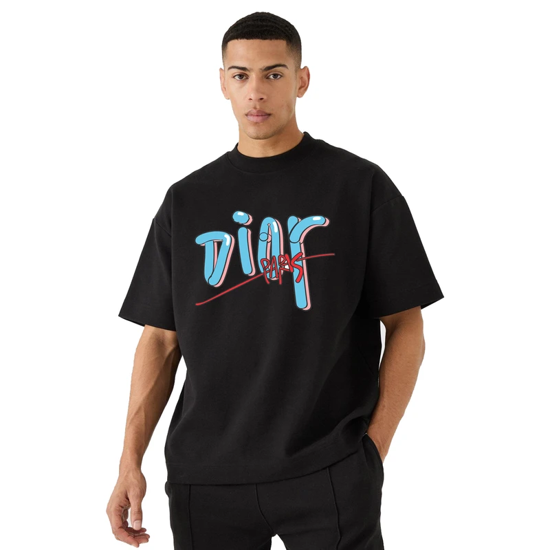 تی‌شرت لانگ آستین سه ربع مردانه مدل باکسی کد 1