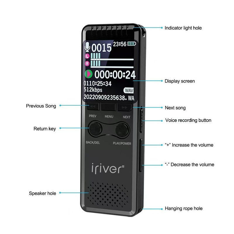 ضبط کننده دیجیتالی صدا آی ریور مدل VM-33C 64GB