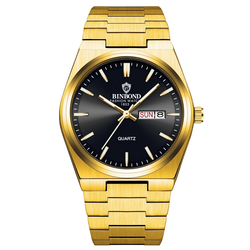 ساعت مچی عقربه‌ای کوارتز مردانه بین باند مدل کلاسیک دی دیت بند استیل قفل مخفی کد ۳