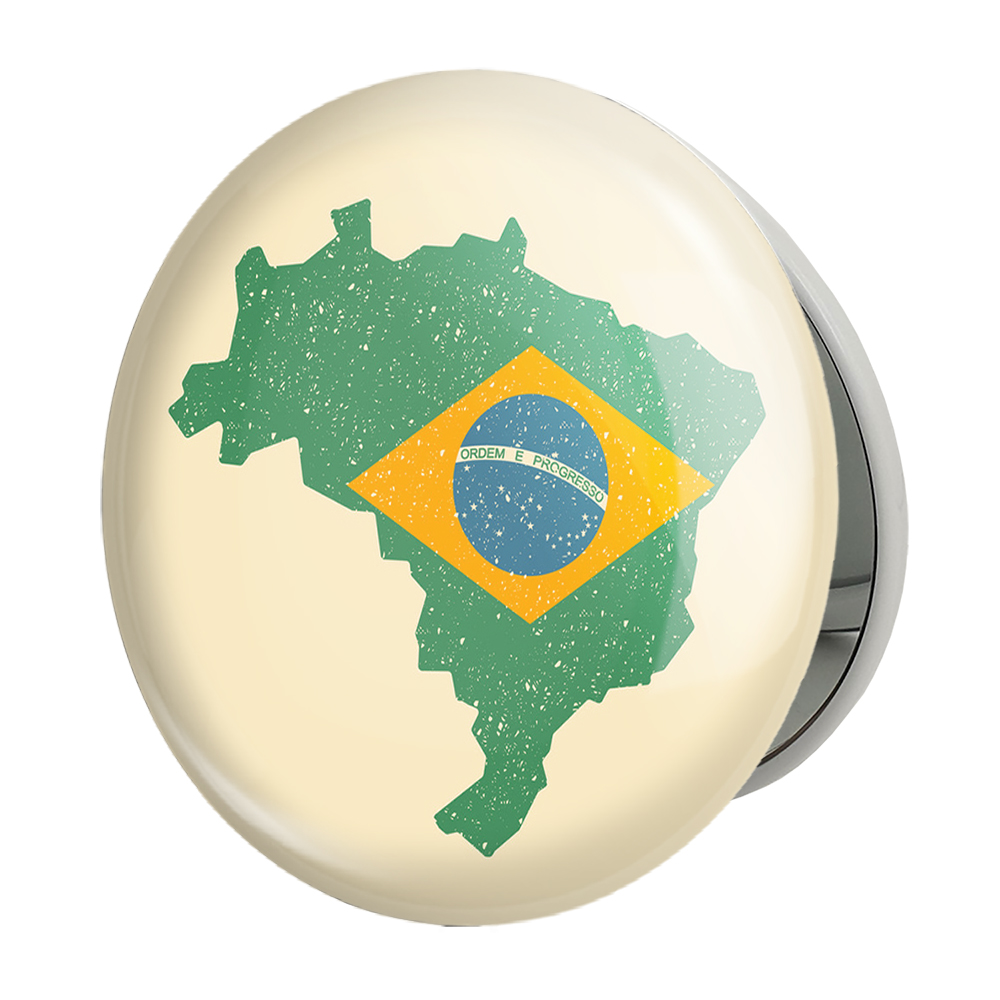آینه جیبی خندالو طرح پرچم برزیل مدل تاشو کد 20684 