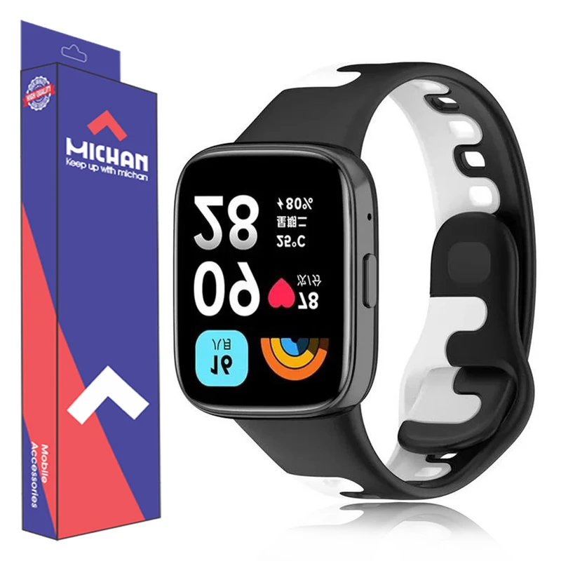 بند میچان مدل Silicone 2Color مناسب برای ساعت هوشمند شیائومی Redmi Watch 3 Active