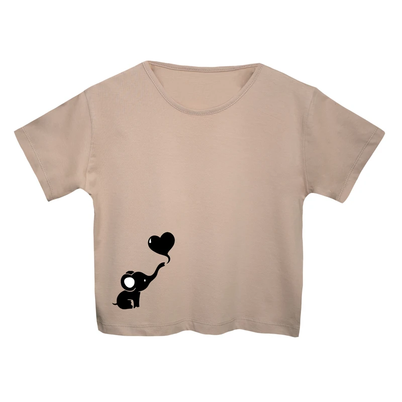 کراپ‌تی شرت آستین کوتاه زنانه مدل فیل کارتونی