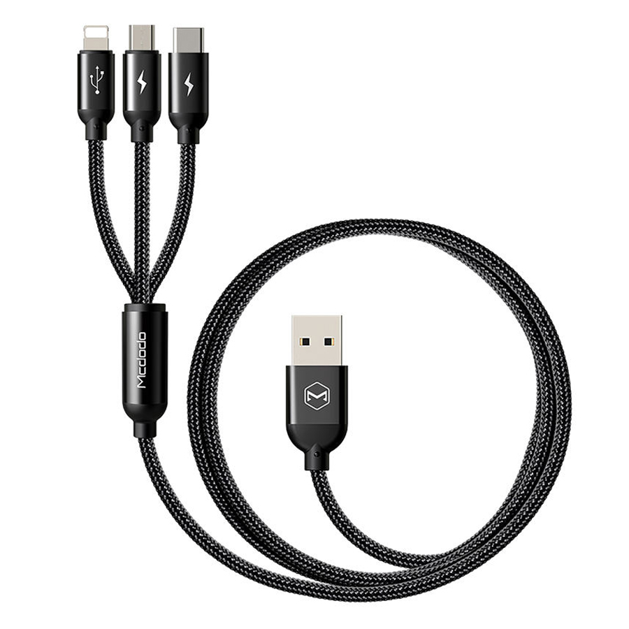 کابل تبدیل USB به لایتنینگ/USB-C/microUSB مک دودو مدل CA-3350 طول 1.2 متر
