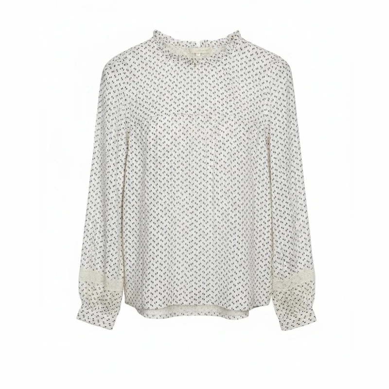 بلوز آستین بلند یقه گرد زنانه لافت مدل جلو بسته